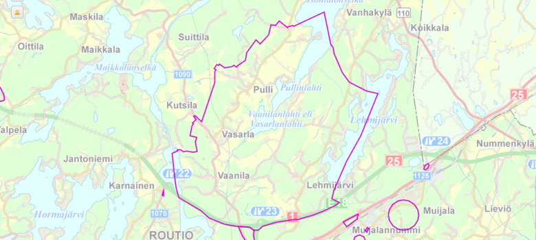 Kartta: Lehmijärvi ja Pulli -osayleiskaava