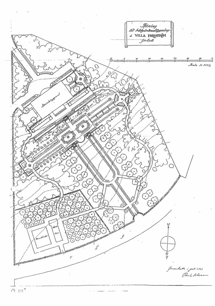 Petter Forsströmin puiston alkuperäissuunnitelma vuodelta 1923