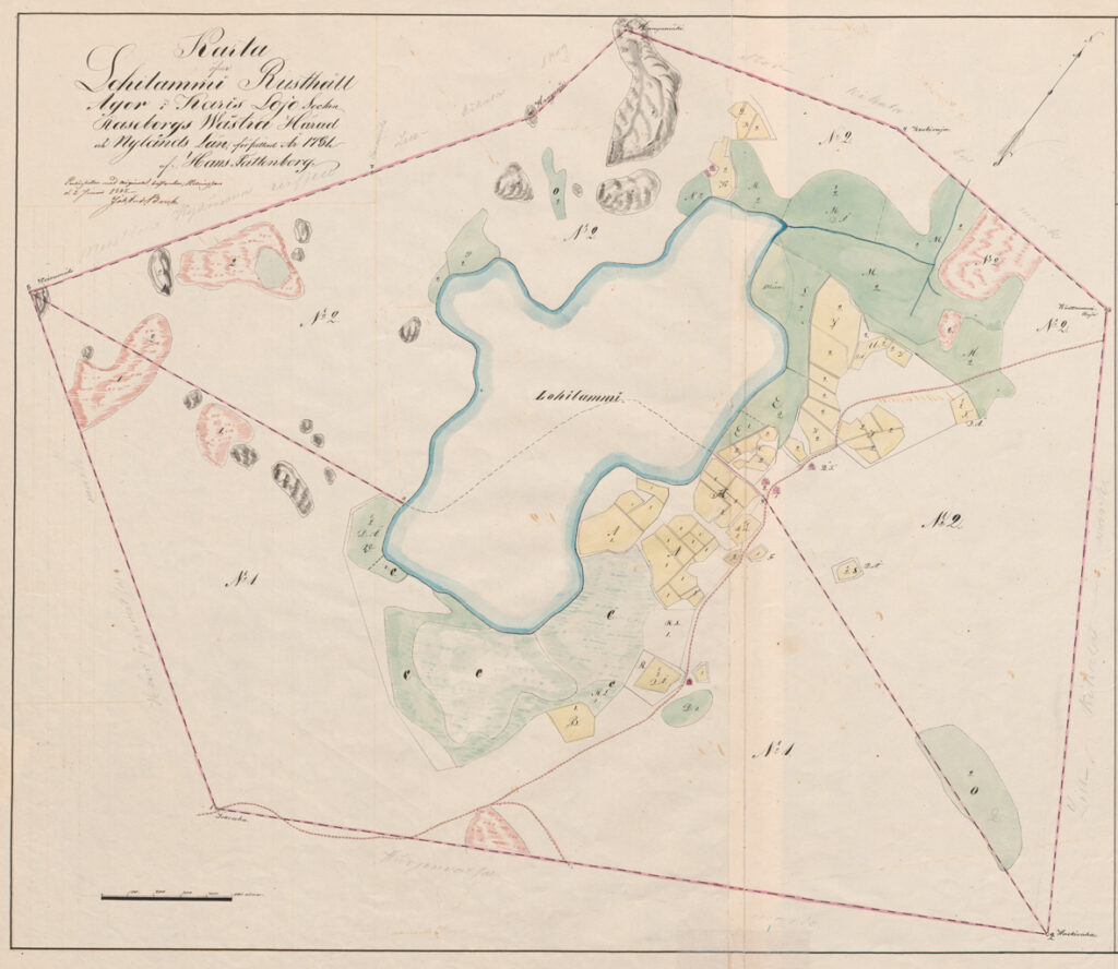 Karta över Lohilampi rusthåll året 1781.