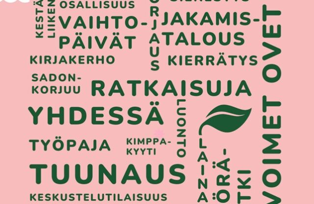 Sanapilvi kestävään kehitykseen liittyvistä sanoista